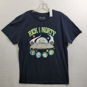 Rick & Morty Cartoon Network Black T Shirt NWT Size L 22624-0689